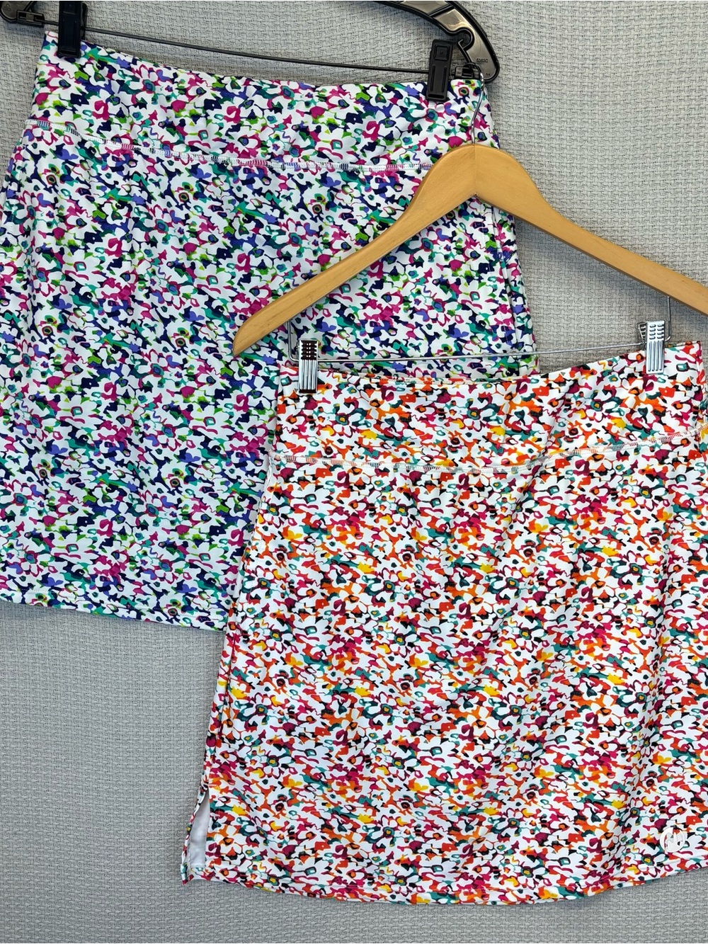 Lot 2 Moteepi Womens L Floral Spring Athletic Skort Pink Teal White Pockets EUC